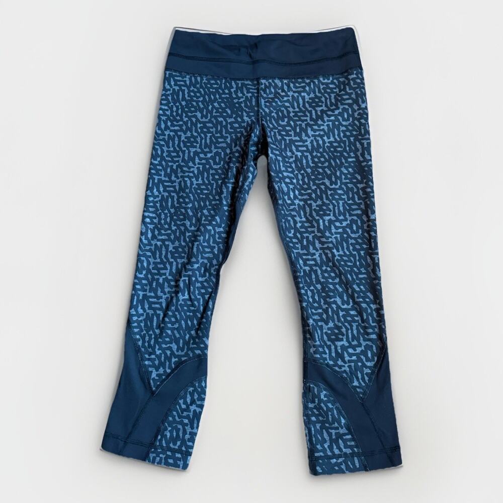 Lululemon Run Inspire Crop II Block It Pocket Luxtreme Heathered Net Pop Black 6